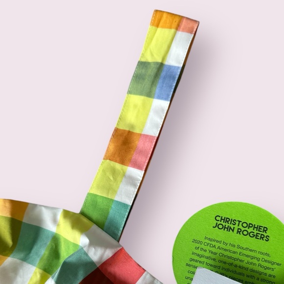 NWT Christopher John Rogers Target Bright Plaid Wide Strap Tie Waist Dress Sz 10 - Picture 13 of 14